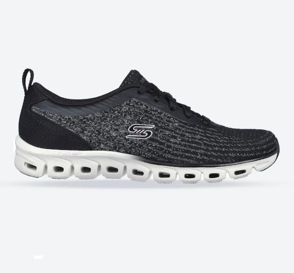 Women's Wide Fit Skechers 104325 Glide-Step Head Start Trainers - Black