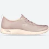 Women's Wide Fit Skechers 104390 Arch Fit Refine Classy Doll Trainers - Dark Taupe