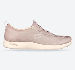 Women's Wide Fit Skechers 104390 Arch Fit Refine Classy Doll Trainers - Dark Taupe