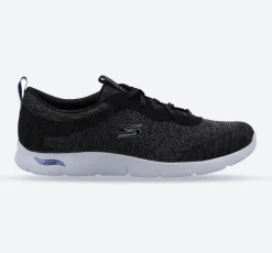 Women's Wide Fit Skechers 104272 Arch Fit Refine Trainers - Black/White