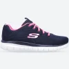 Womens Wide Fit Skechers 12615 Walking Trainers - Navy/Hot Pink