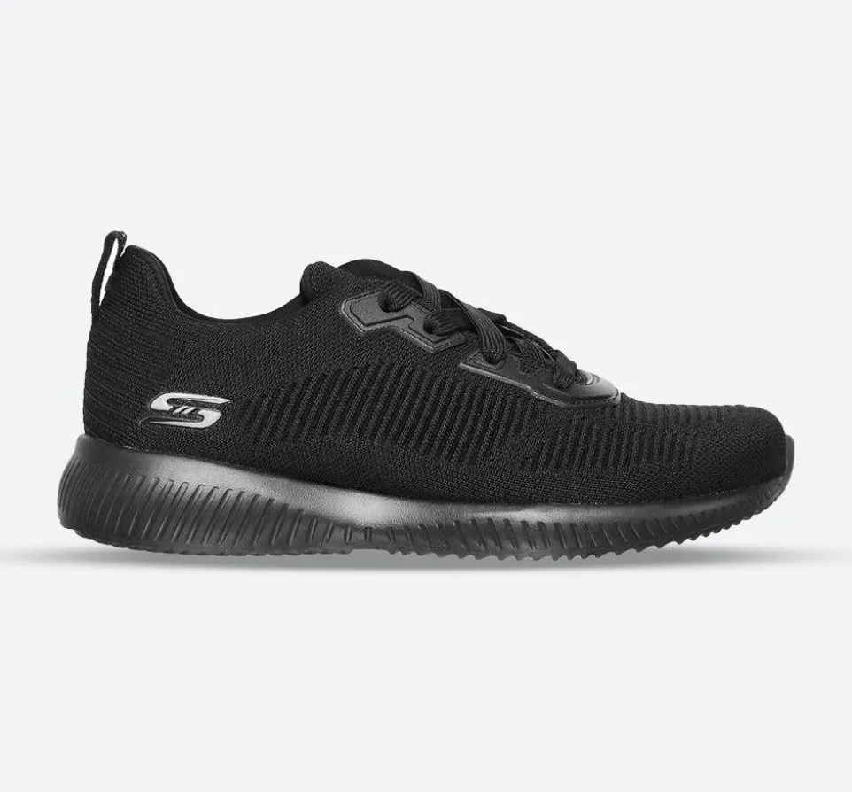 Womens Wide Fit Skechers 32504 Bobs Tough Talk Trainers - Black