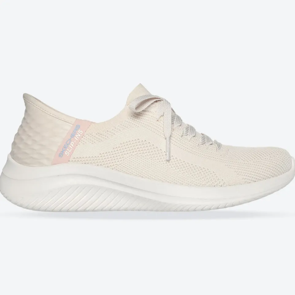 Women's Wide Fit Skechers 149710 Slip-ins Ultra Flex 3.0 Brilliant Trainers - Natural