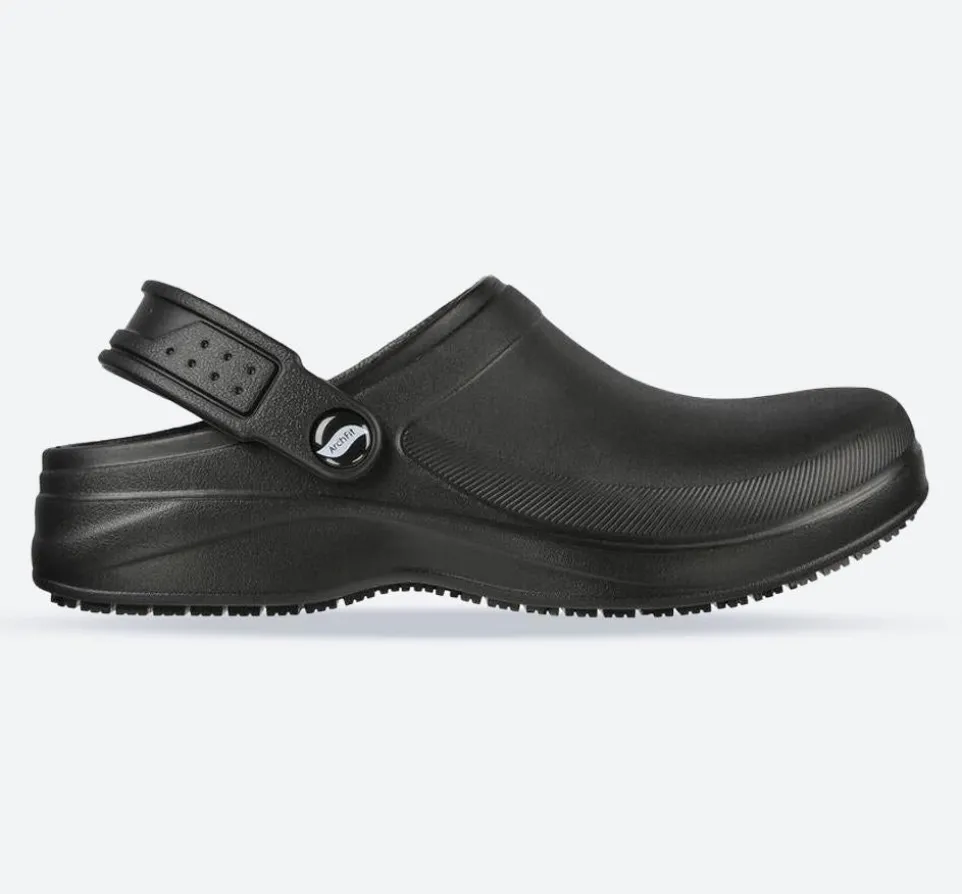 Women's Wide Fit Skechers 108067 Riverbound Pasay Arch Fit Clog Shoes