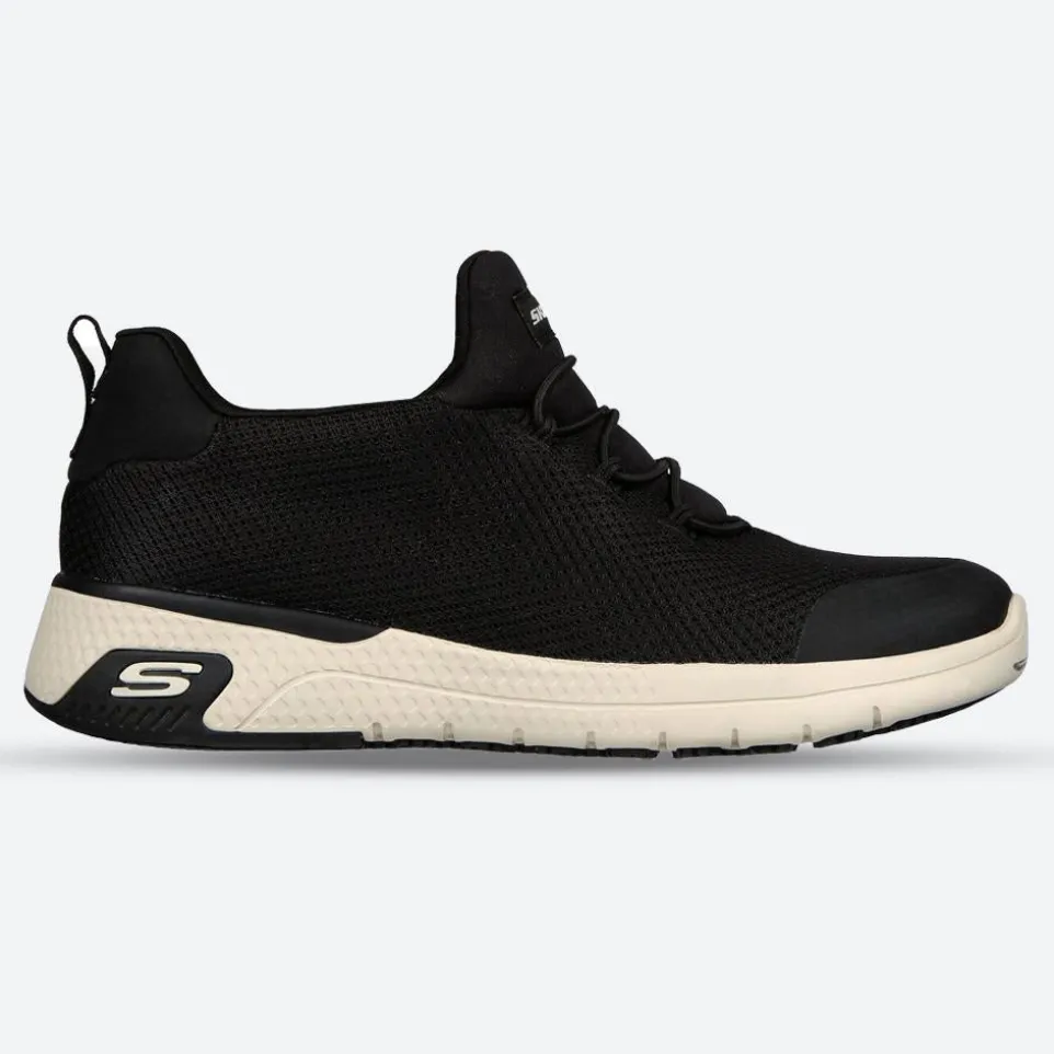 Women's Wide Fit Skechers 77281EC Marsing Waiola SR Safety Trainers - Black/White