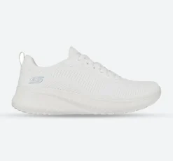 Womens Wide Fit Skechers Bobs Squad Chaos Face Off 117209 Vegan Trainers - Off White