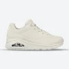 Women's Wide Fit Skechers 73690 Uno - Stand On Air Walking Street Wear Trainers - Off White