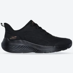 Women's Wide Fit Skechers 117497 Bobs Sport Squad Waves Trainers