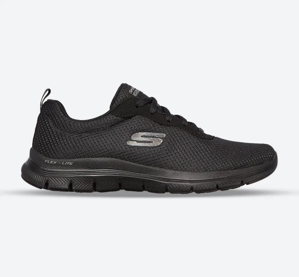 Womens Wide Fit Skechers Flex Appeal 4.0 - 149303 Walking Trainers - Black