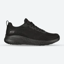 Womens Wide Fit Skechers Bobs Squad Chaos Face Off 117209 Vegan Trainers - Black