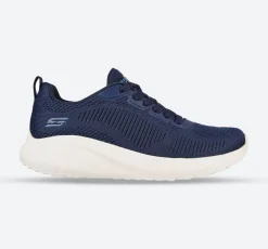 Womens Wide Fit Skechers Bobs Squad Chaos Face Off 117209 Vegan Trainers - Navy