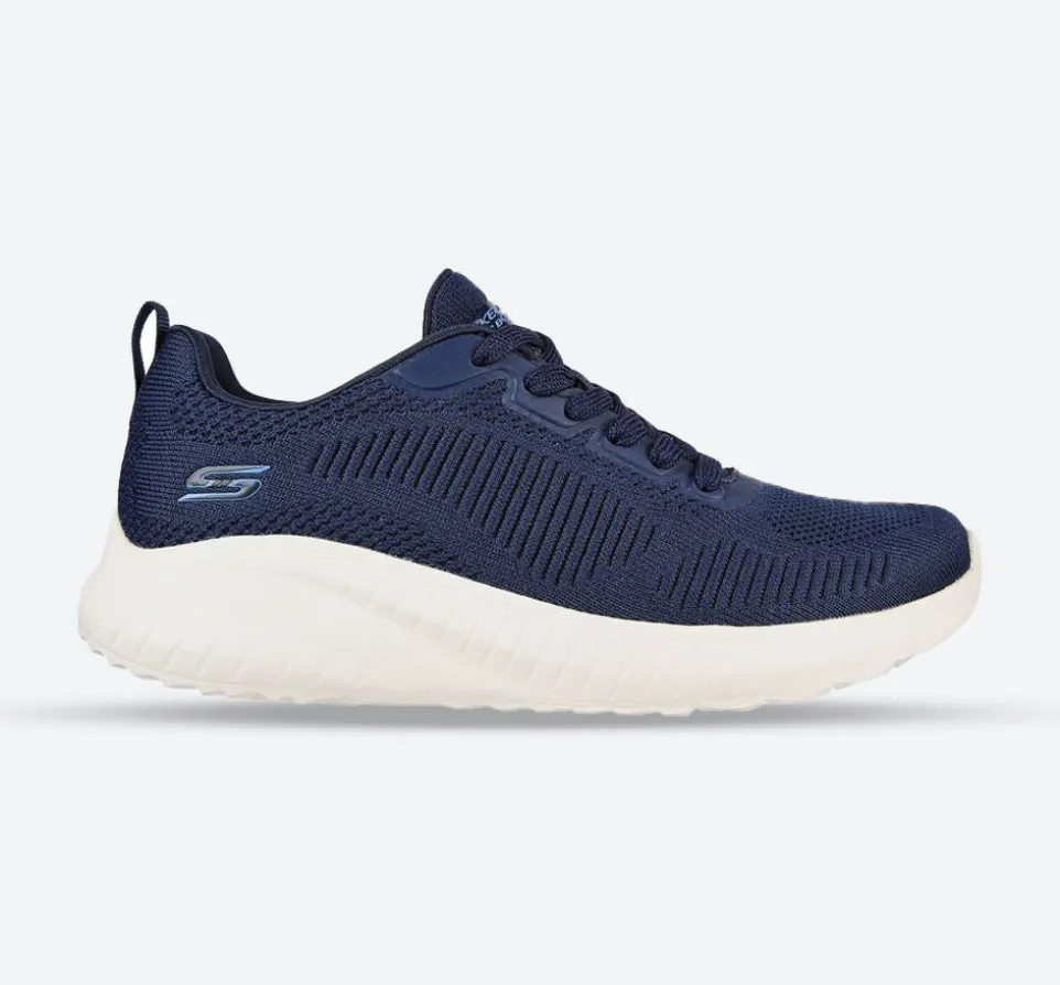 Womens Wide Fit Skechers Bobs Squad Chaos Face Off 117209 Vegan Trainers - Navy