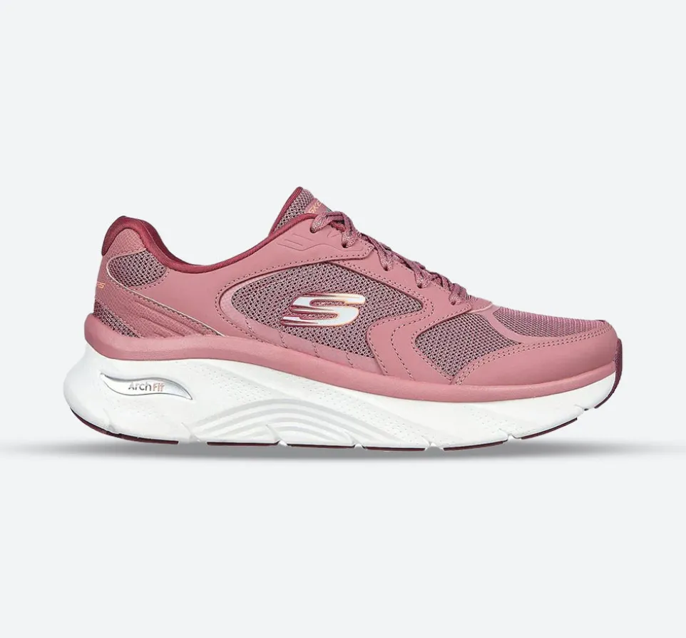 Women's Wide Fit Skechers 149686 Relaxed Fit Arch Fit D'lux Trainers - Mauve