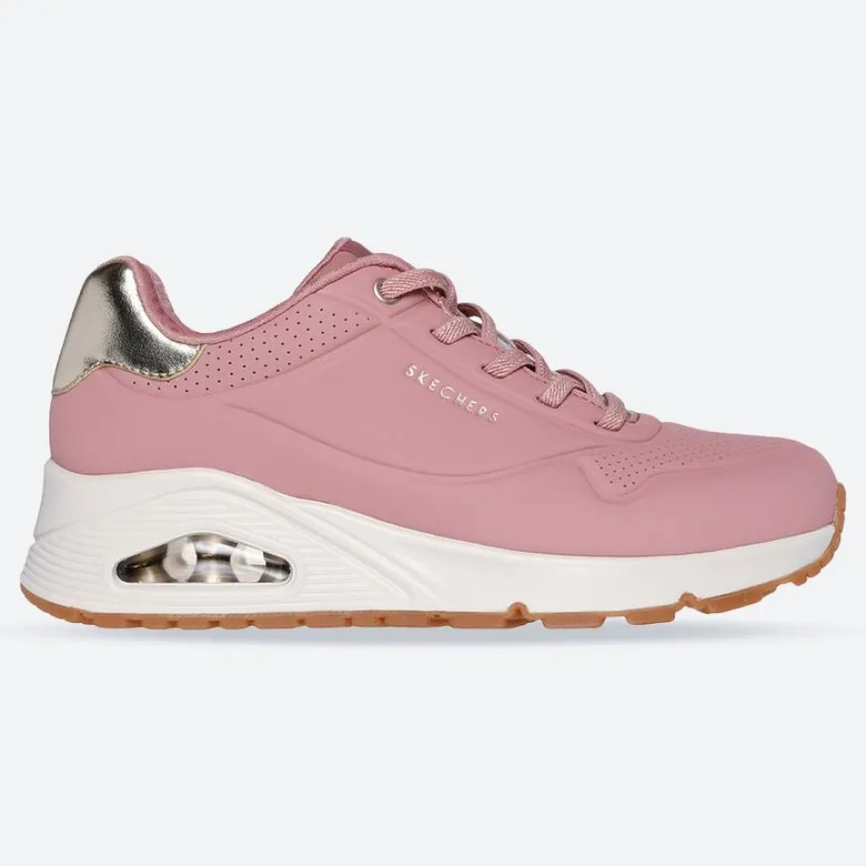 Women's Wide Fit Skechers 155196 Uno Shimmer Away Trainers