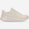 Womens Wide Fit Skechers Bobs Squad Chaos Face Off 117209 Vegan Trainers - Nude/Natural
