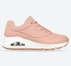 Women's Wide Fit Skechers 73690 Uno Stand On Air Sports Trainers - Blush