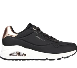 Women's Wide Fit Skechers Uno 155196 Shimmer Away Trainers
