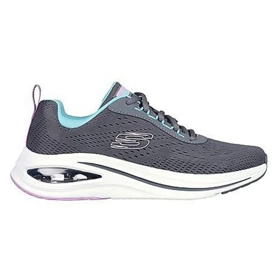 Women's Wide Fit Skechers 150131 Skech Air Meta Aired Out Trainers - Charcoal/Multi