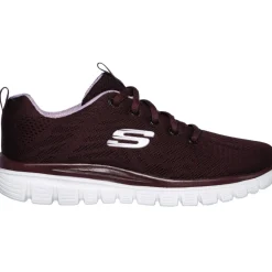 Women's Wide Fit Skechers 12615 Graceful Get Connected Sports Trainers - Wine