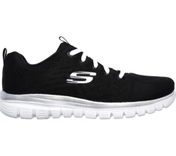 Womens Wide Fit Skechers 12615 Walking Trainers - Black/White