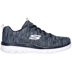 Women's Wide Fit Skechers 12615 Graceful Get Connected Sports Trainers - Navy/Blue