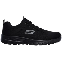 Women's Wide Fit Skechers 12615 Graceful Get Connected Sports Trainers - Black