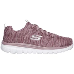 Women's Wide Fit Skechers 12614 Graceful Twisted Fortune Trainers - Mauve