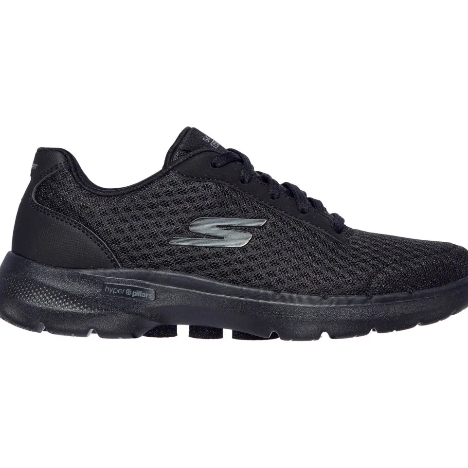 Women's Wide Fit Skechers 124514 Go Walk 6 Iconic Vision Trainers - Black