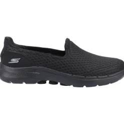 Women's Wide Fit Skechers 124508 Go Walk 6 Big Splash Trainers - Black/Black