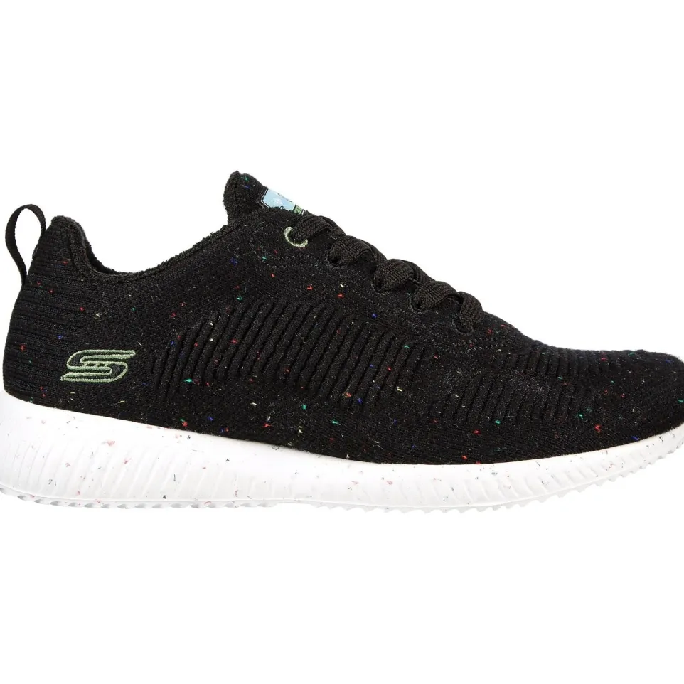 Women's Wide Fit Skechers 117282 Bobs Squad Reclaim Life Trainers - Black
