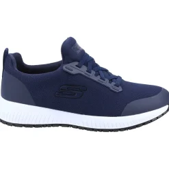 Women's Wide Fit Skechers 77222EC Squad SR Occupational Trainers - Navy