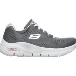 Women's Wide Fit Skechers 149057 Unny Outlook Sports Trainers - Grey/Pink