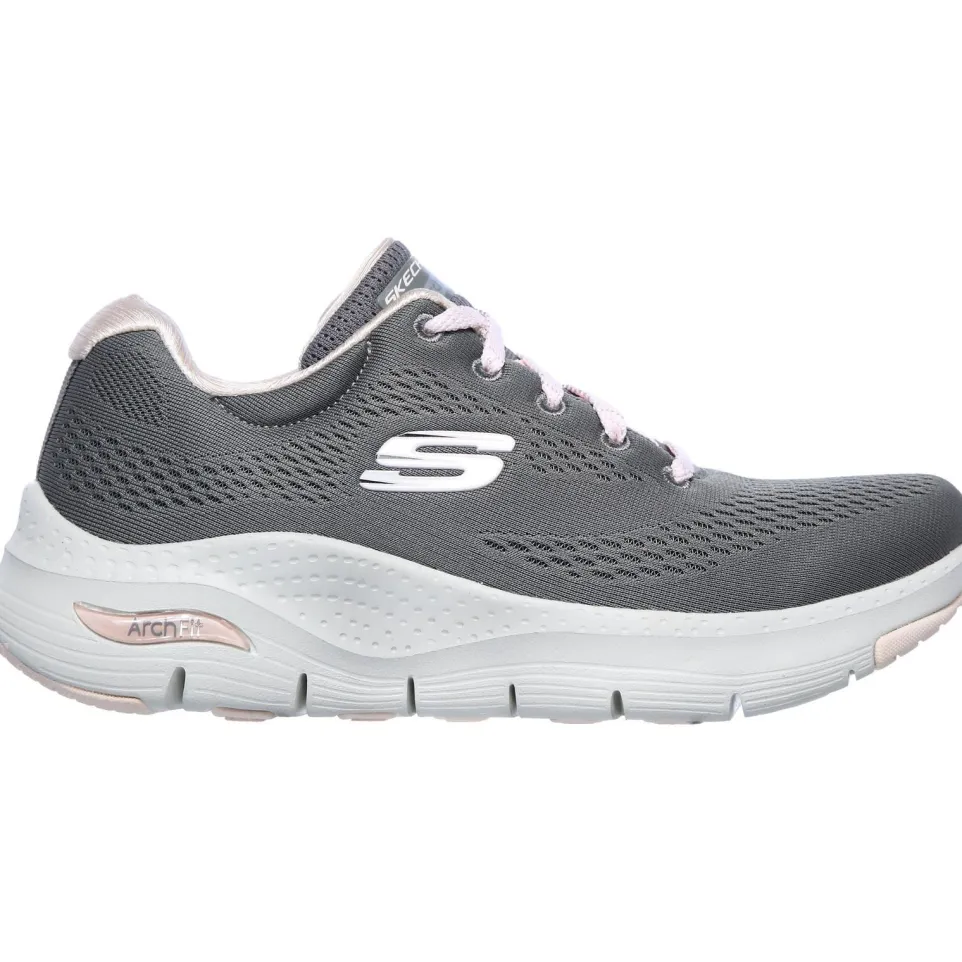 Women's Wide Fit Skechers 149057 Unny Outlook Sports Trainers - Grey/Pink