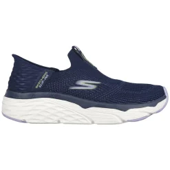 Women's Wide Fit Skechers 128571 Max Cushioning Smooth Trainers - Navy/Lavender