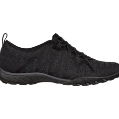 Women's Wide Fit Skechers 100301 Relaxed Fit Breathe Easy Infi Knity Trainers - Black