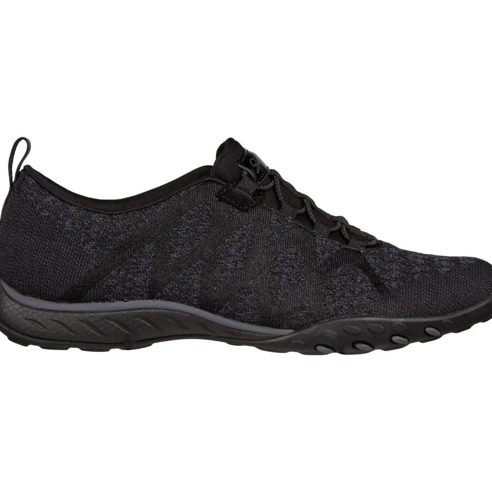 Women's Wide Fit Skechers 100301 Relaxed Fit Breathe Easy Infi Knity Trainers - Black