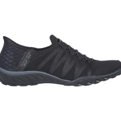 Women's Wide Fit Skechers 100593 Breathe Easy Roll With Me Trainers - Black