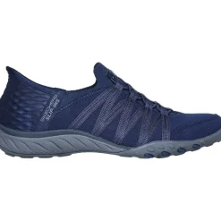 Women's Wide Fit Skechers 100593 Breathe Easy Roll With Me Trainers - Navy
