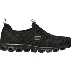 Women's Wide Fit Skechers 104198 Glide Step Grand Flash Trainers - Black