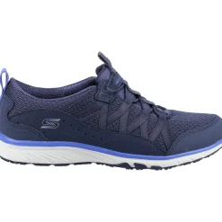 Women's Wide Fit Skechers 104281 Gratis Sport Live Golden Trainers - Navy
