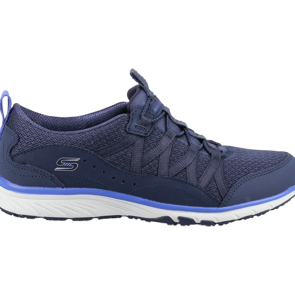 Women's Wide Fit Skechers 104281 Gratis Sport Live Golden Trainers - Navy