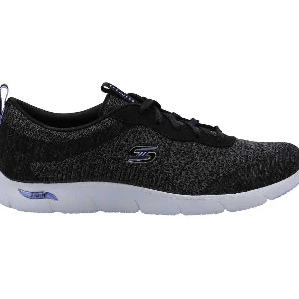Women's Wide Fit Skechers 104272 Arch Fit Refine Trainers - Black/White