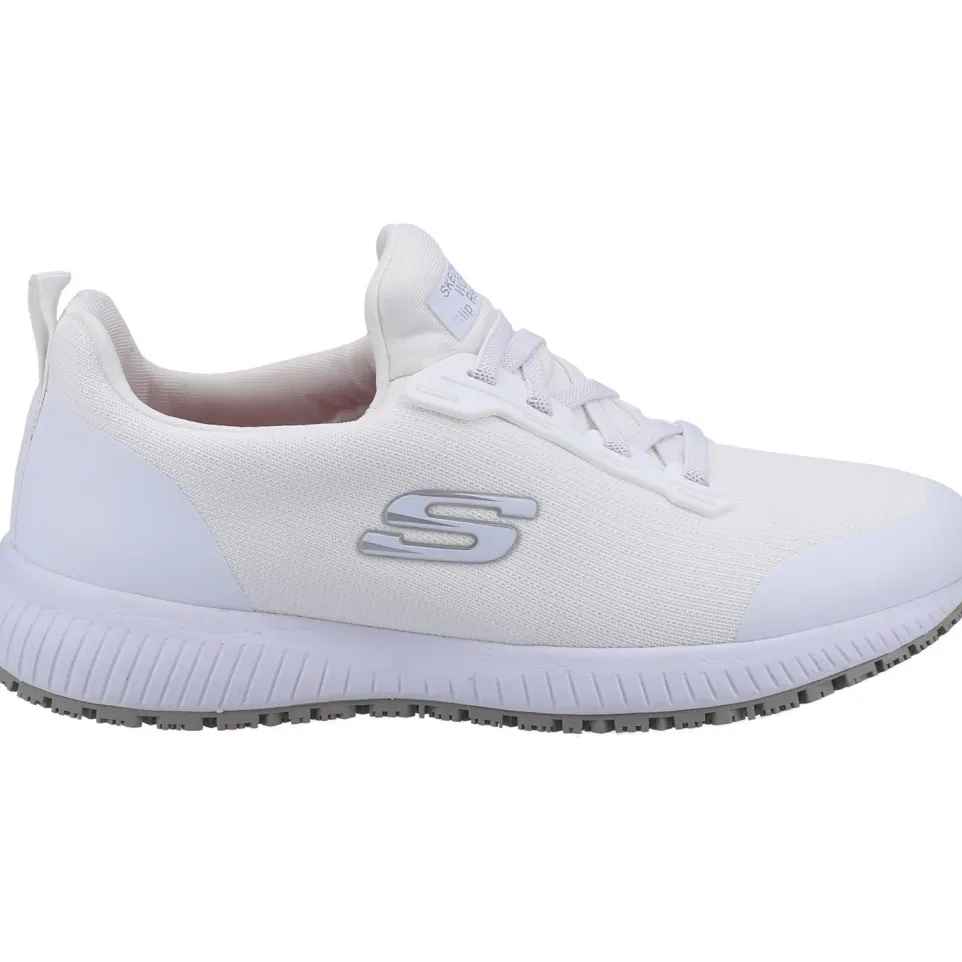 Women's Wide Fit Skechers 77222EC Squad SR Occupational Trainers