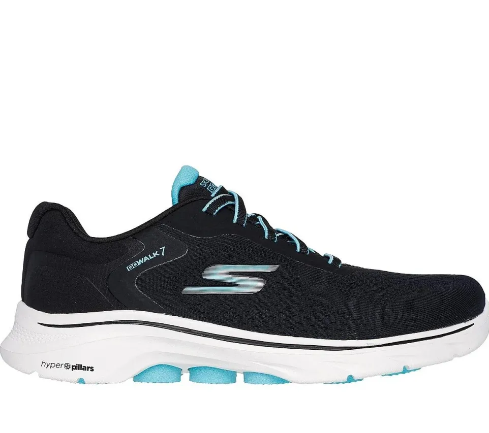 Women's Wide Fit Skechers 125215 Go Walk 7 Cosmic Waves Trainers