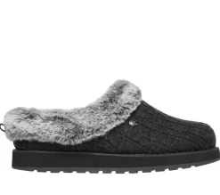 Womens Wide Fit Skechers Keepsakes Ice Angel Mule Slippers - Charcoal