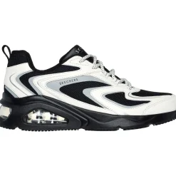 Women's Wide Fit Skechers 177424 Tres Air Uno Street Fl Air Trainers -  Black/White