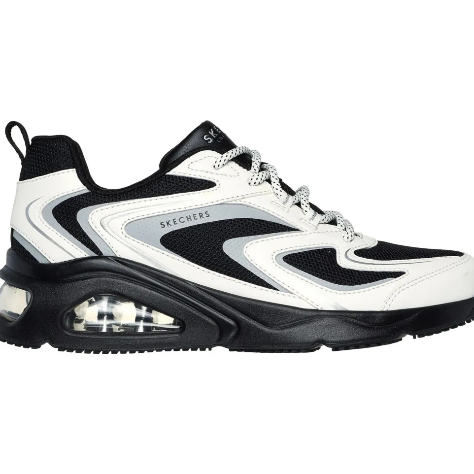 Women's Wide Fit Skechers 177424 Tres Air Uno Street Fl Air Trainers - Black/White