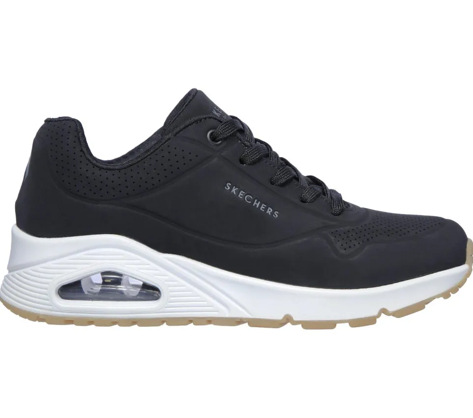 Women's Wide Fit Skechers 73690 Uno - Stand On Air Walking Street Wear Trainers