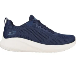 Womens Wide Fit Skechers Bobs Squad Chaos Face Off 117209 Vegan Trainers - Navy