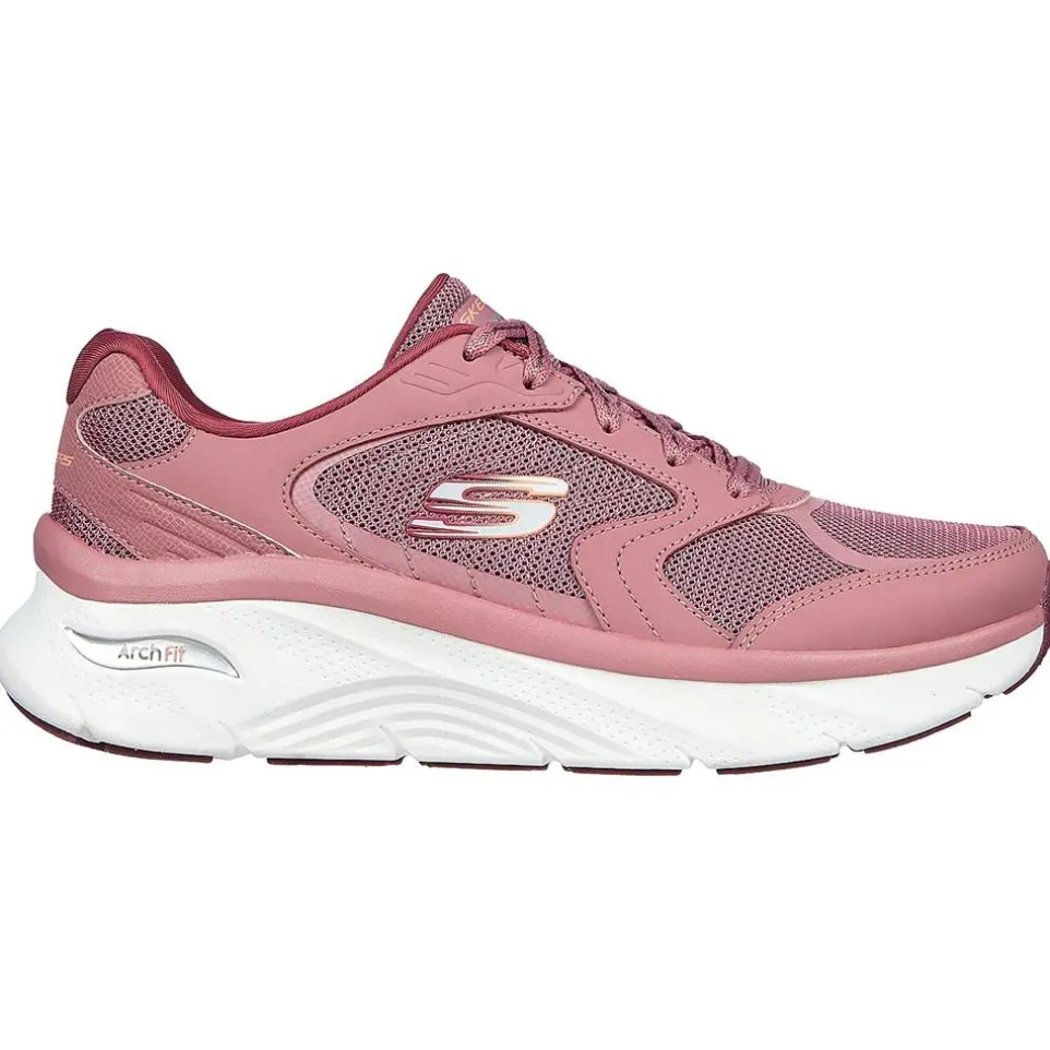 Women's Wide Fit Skechers 149686 Relaxed Fit Arch Fit D'lux Trainers - Mauve